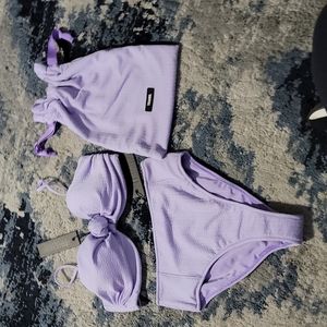 Triangl Swimwear: THEO-Lavender High Waist Bikini + Bag